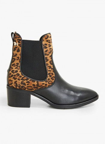 Leopard Printed Ankle Boots Black/Brown