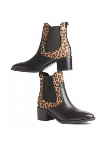 Leopard Printed Ankle Boots Black/Brown