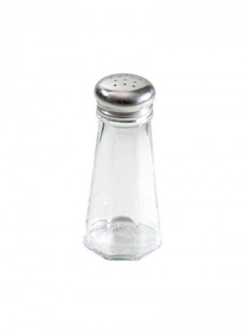Paneled Shaker With Mushroom Top Clear/Silver 2x2x4.4inch