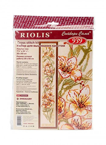 Parrot Flower Counted Cross Stitch Kit Green/Red/Orange