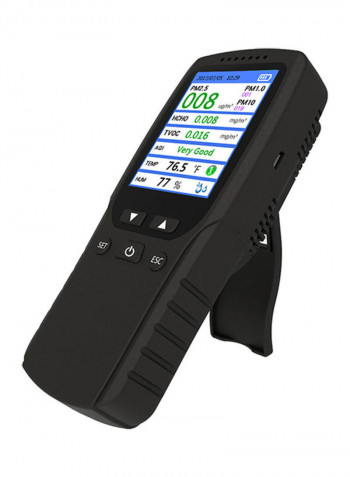 8-In-1 Digital Display Air Quality Analyser Tester Black 17.4cm