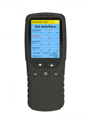 8-In-1 Digital Display Air Quality Analyser Tester Black 17.4cm