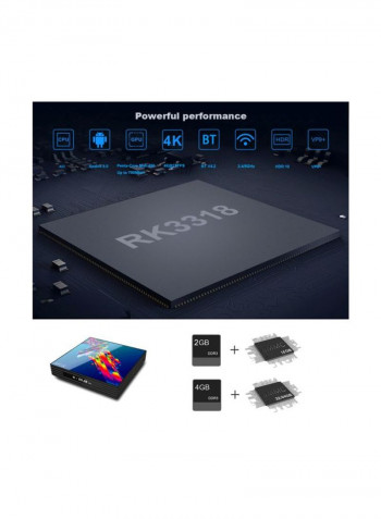 A95X R3 Android Smart TV Box With Remote Control RK3318 Multicolour
