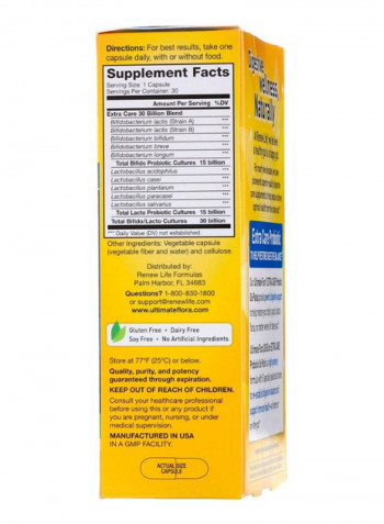 Extra Care Ultimate Flora Probiotic - 30 Capsules