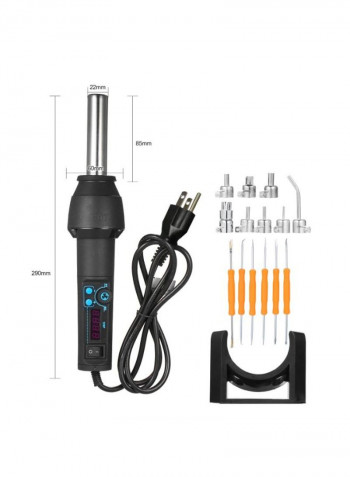15-Piece Portable Digital Display Hot Air Gun Tool Black/Silver 290 x 60millimeter
