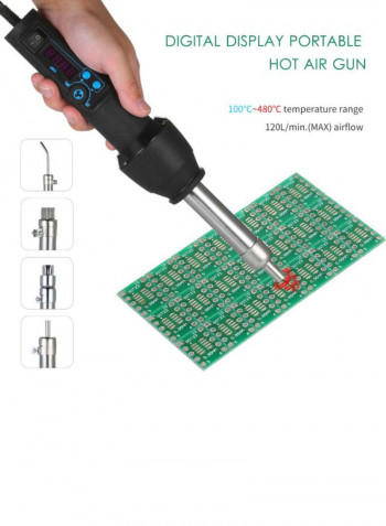 15-Piece Portable Digital Display Hot Air Gun Tool Black/Silver 290 x 60millimeter