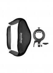 Flash Softbox Diffuser With S2-Type Bracket Bowens Mount Carry Bag 80 x 80centimeter Black
