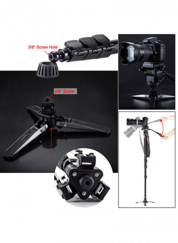Extendable Monopod With Detachable Base Black
