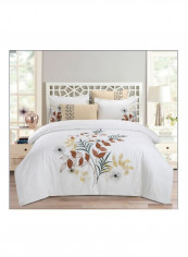 6-Piece Embroidery Duvet Cover Set Cotton Multicolour 220*240centimeter