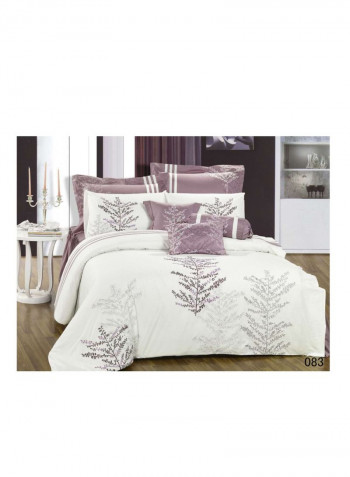 6-Piece Embroidery Duvet Cover Set Cotton Multicolour 220 x 240cm