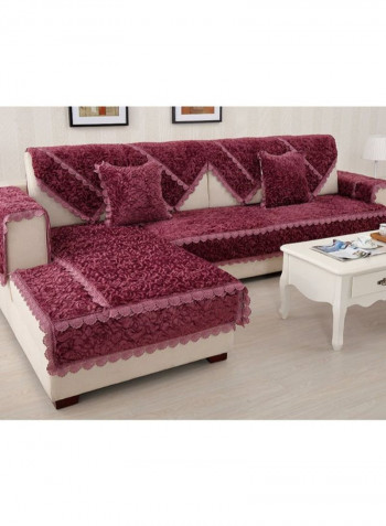 Anti-Skid Plush Sofa Slipcover Maroon