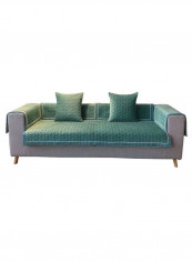 Anti-Slip Solid Pattern Sofa Slipcover Lake Blue 90 x 180centimeter