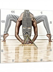 Yoga And Dance With African Wooden Mask With Zebra Design Wall Clock Multicolour 10x10inch reviews Yoga And Dance With African Wooden Mask With Zebra Design Wall Clock Multicolour 10x10inch