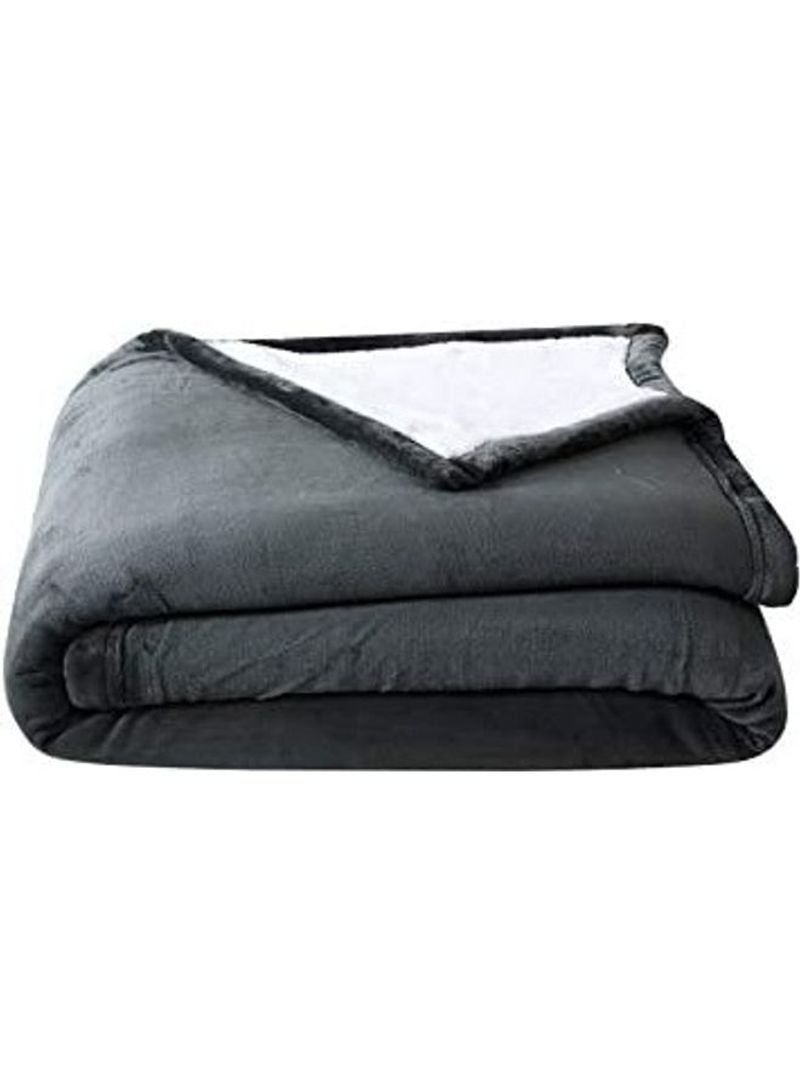 Micromink Sherpa Reversible Throw Blanket Cotton Grey 6inch