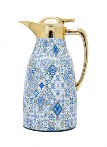Stainless Steel Vacuum Flask Blue/Gold/White 1L