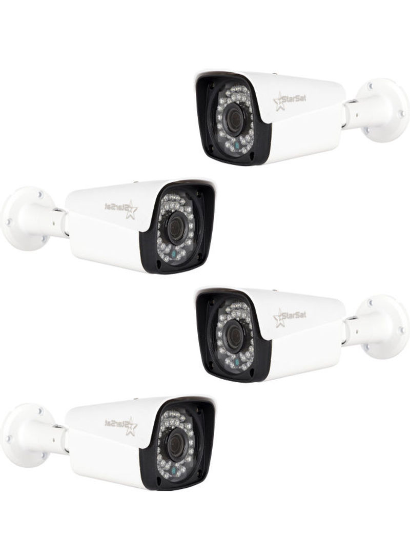 4-Piece Metal AHD Camera For Home Security White/Black