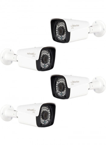 4-Piece Metal AHD Camera For Home Security White/Black