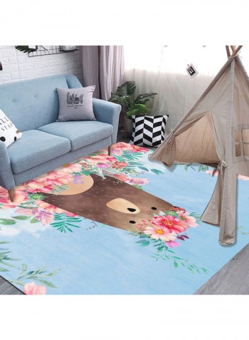 Cartoon Animal Floral Print Anti-Skidding Cute Kids Room Rug Multicolour 140x200cm