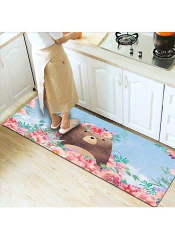 Cartoon Animal Floral Print Anti-Skidding Cute Kids Room Rug Multicolour 140x200cm