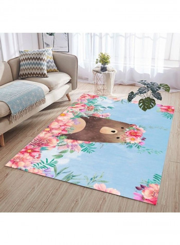 Cartoon Animal Floral Print Anti-Skidding Cute Kids Room Rug Multicolour 140x200cm