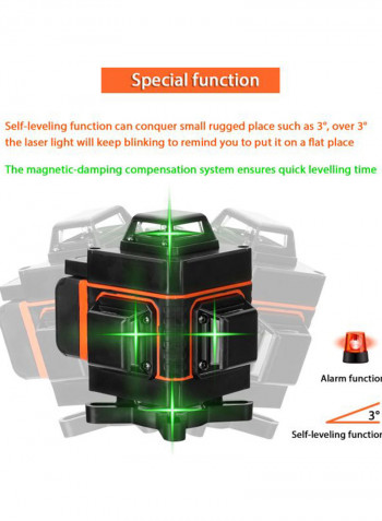 Multifunctional 16 Lines Level Tool Black/Orange 25.5x16.5x22cm