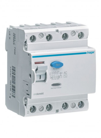 RCCB 4P Earth Leakage Circuit Breaker Grey/Blue