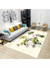 1 -Piece Soft Rectangle Lotus Print Floor Mat Multicolour 140x200cm