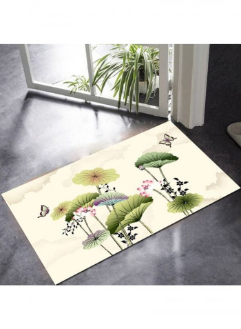 1 -Piece Soft Rectangle Lotus Print Floor Mat Multicolour 140x200cm