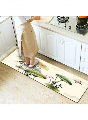 1 -Piece Soft Rectangle Lotus Print Floor Mat Multicolour 140x200cm