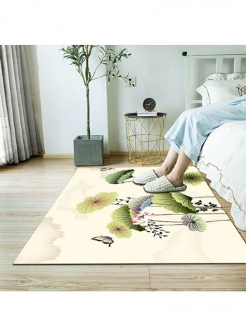 1 -Piece Soft Rectangle Lotus Print Floor Mat Multicolour 140x200cm