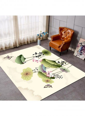 1 -Piece Soft Rectangle Lotus Print Floor Mat Multicolour 140x200cm