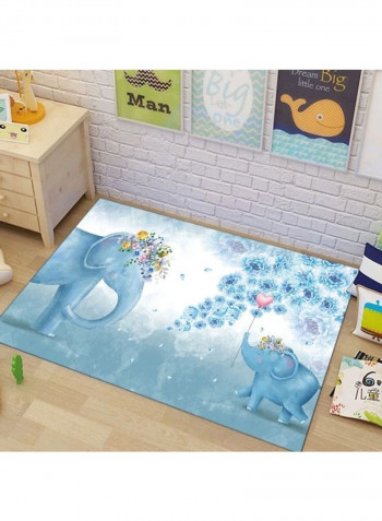 Cartoon Elephant Printed Floor Mat Blue 140x200cm