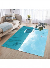 Cartoon Fish Printed Carpet Blue 140x200cm