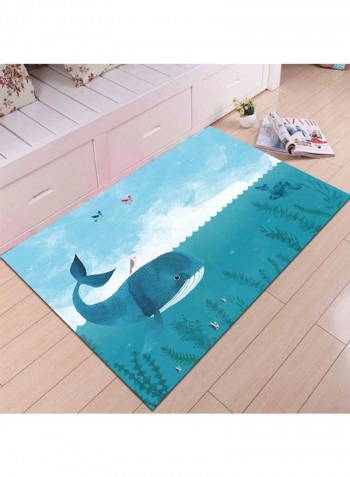 Cartoon Fish Printed Carpet Blue 140x200cm