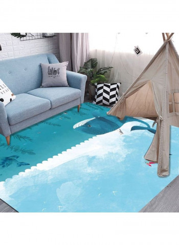 Cartoon Fish Printed Carpet Blue 140x200cm