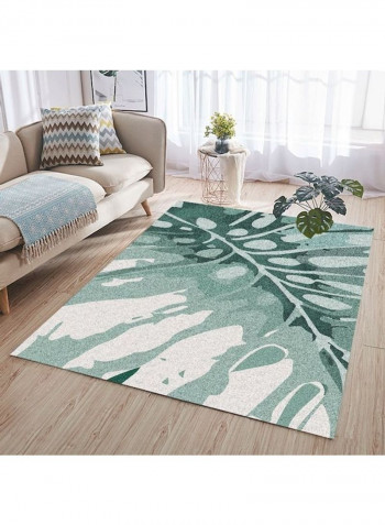 Leaf Pattern Modern Anti-Skidding Living Room Rug Green/White 140 x 200cm