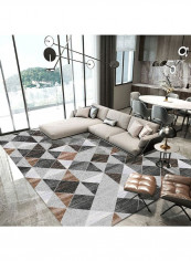 Printed Living Room Floor Rug Grey/Brown/Black 140x200cm