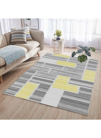 Printed Living Room Floor Rug White/Black/Yellow 140x200cm