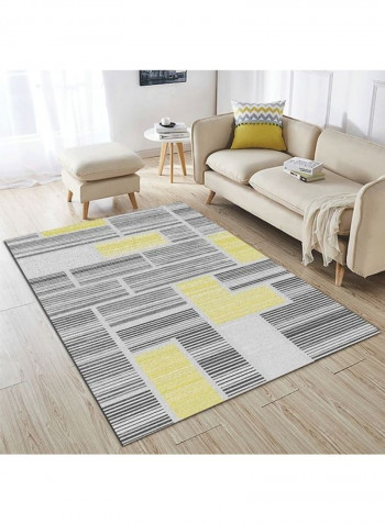 Printed Living Room Floor Rug White/Black/Yellow 140x200cm