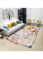Flower Print Bedside Floor Mat Multicolour 140x200cm