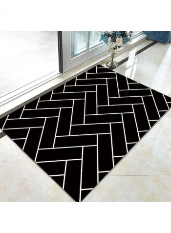 Modern Simple Wavy Patterned Anti Slip Floor Rug Black/White 140x200cm