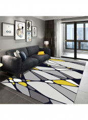 Nordic Style Geometric Patterned Anti-Slip Floor Rug Blue/Yellow/White 140x200cm