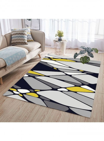 Nordic Style Geometric Patterned Anti-Slip Floor Rug Blue/Yellow/White 140x200cm