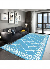 Geometric Pattern Anti-Slip Rug Blue/White 140x200cm