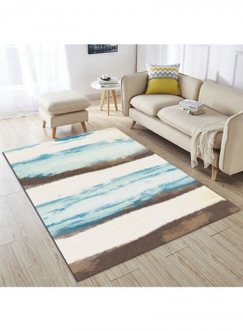 Printed Bedside Rug Off White/Blue/Brown 140x200cm