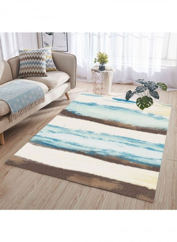Printed Bedside Rug Off White/Blue/Brown 140x200cm