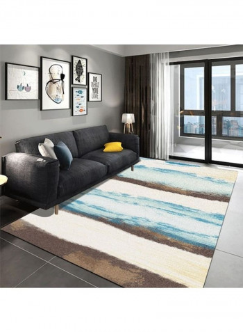 Printed Bedside Rug Off White/Blue/Brown 140x200cm