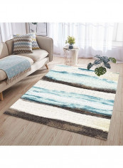 Printed Bedside Rug Off White/Blue/Brown 140x200cm