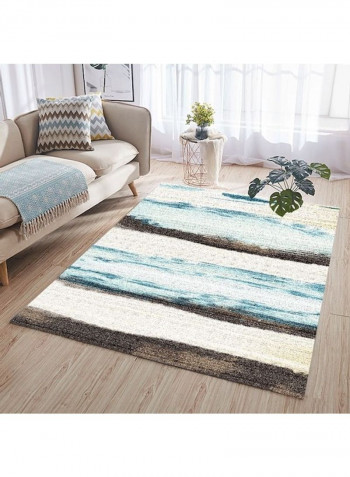 Printed Bedside Rug Off White/Blue/Brown 140x200cm