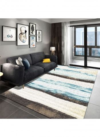 Printed Bedside Rug Off White/Blue/Brown 140x200cm